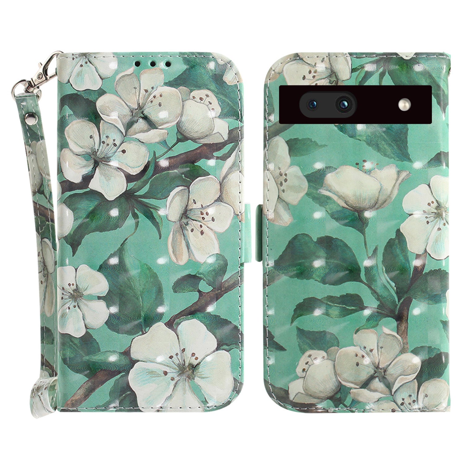Shockproof Phone Cover Stand for Google Pixel 7a PU Leather 3D Pattern Printing Phone Flip Wallet Case with Strap Shockproof Phone Cover Stand for Google Pixel 7a PU Leather 3D Pattern Printing Phone Flip Wallet Case with Strap